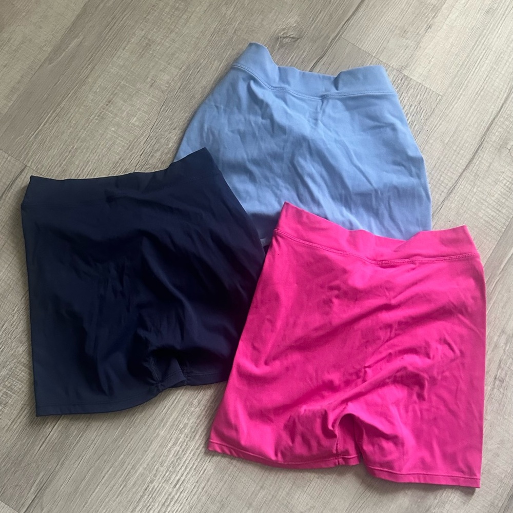 Amazon Essentials Women's Athletic Shorts - Blue, Black, Pink